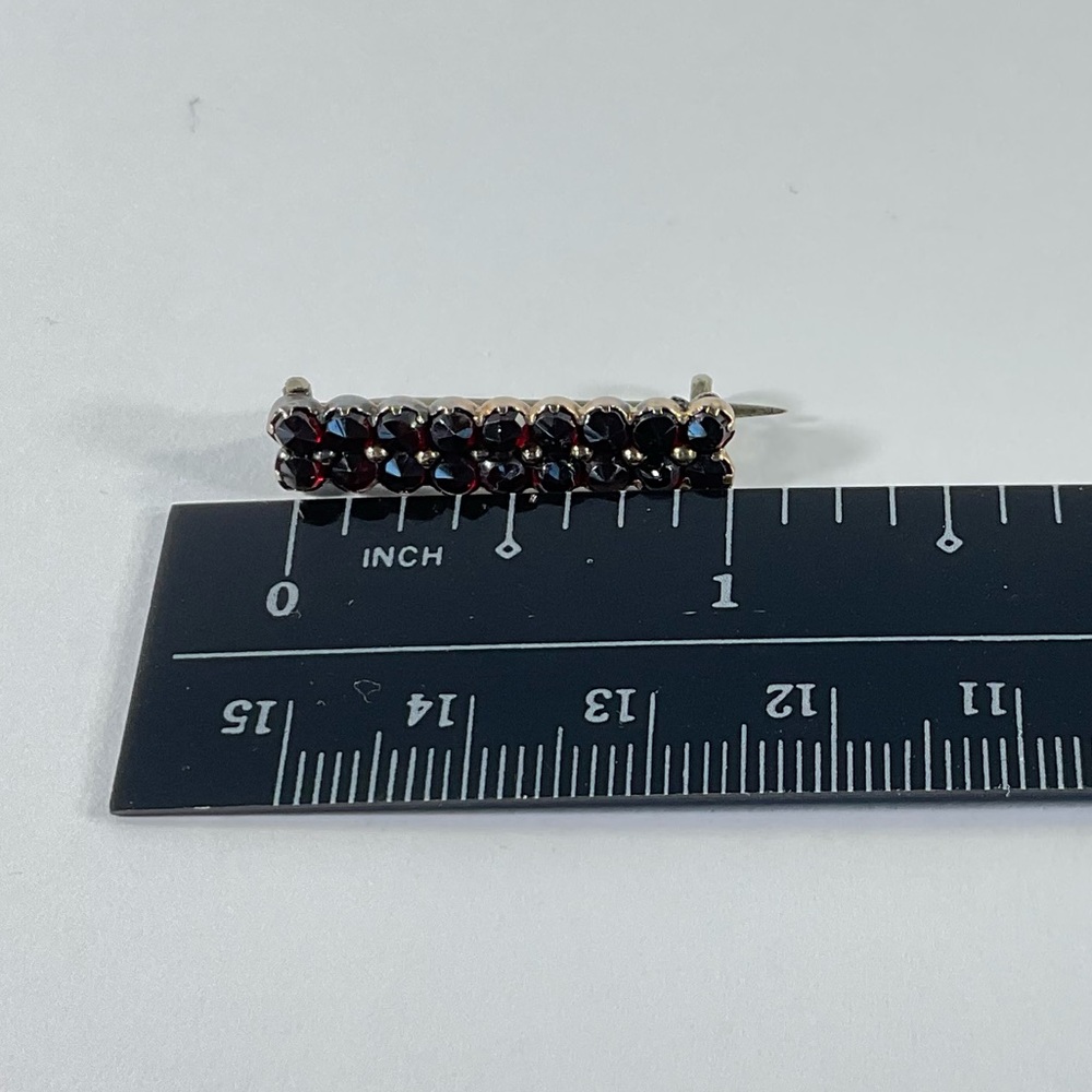 Vintage Garnet Collar Pin, Victorian, Bar Pin - Picture 8 of 10